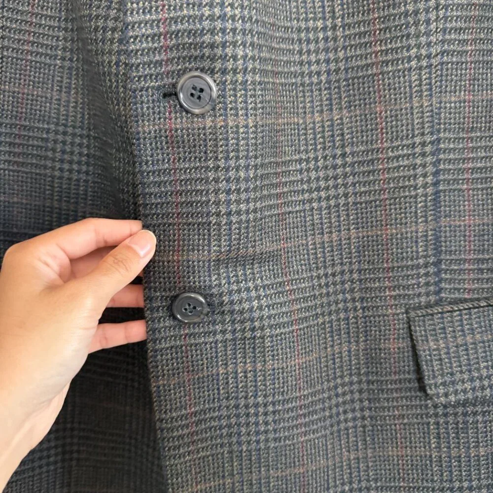 Brooks Brothers 346 Cashmere Wool Blend plaid blazer sz 46 Regular